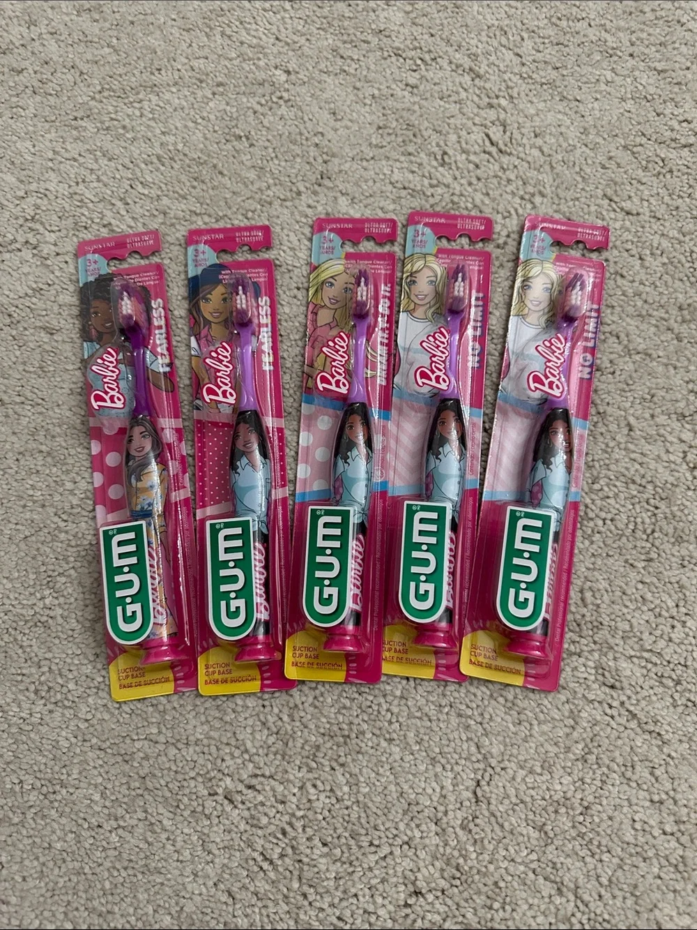 Barbie Kids Toothbrushes Pack with Pink Handles
